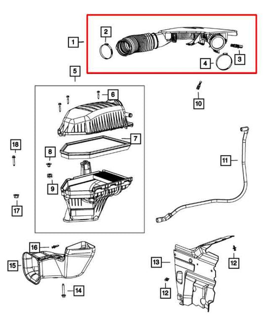 11-19 Dodge Challenger SXT 3.6L Engine Air Intake Inlet Duct Tube w/ Temp Sensor - Alshned Auto Parts