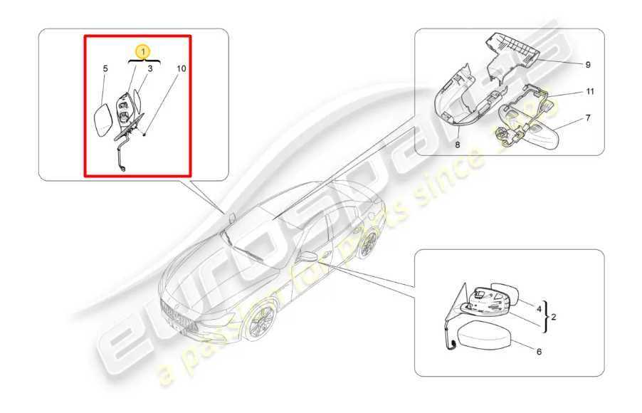 2017-19 Maserati Ghibli 3.0L Passenger Right Side Rear View Mirror 670069377 OEM - Alshned Auto Parts