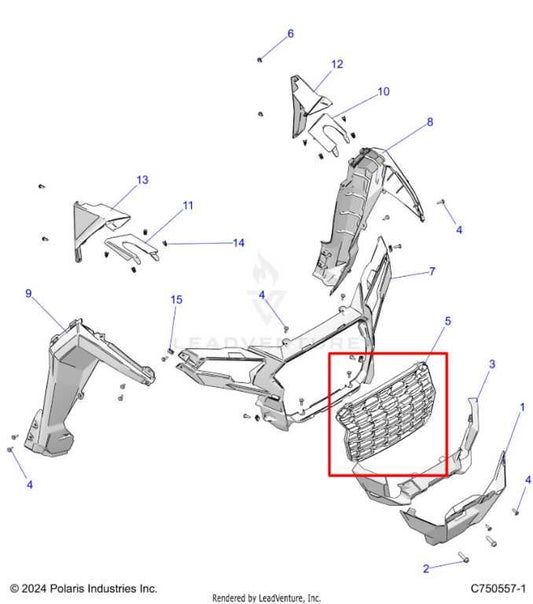 24-25 Polaris RZR XP 1000 Ultimate Front Fascia Radiator Grille 5456526-070 OEM - Alshned Auto Parts