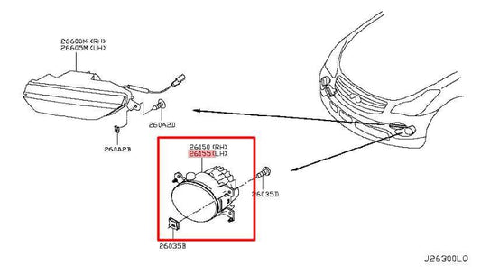 2014-19 Infiniti QX50 3.7L Front Driver Left Side LED Fog Light Lamp 26155-4GA0B - Alshned Auto Parts