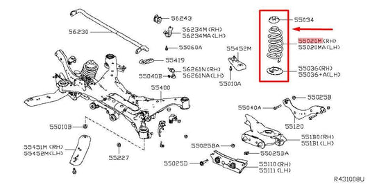 2019-24 Nissan Altima RR RH & LH Suspension Coil Spring Set 55019-6CA0A OEM - Alshned Auto Parts