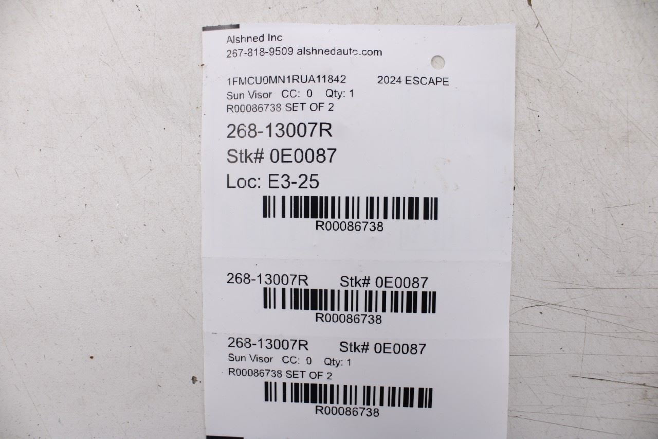 2023-26 Ford Escape ST-Line Front RH and LH Side Sun Visor w/ Illuminated Mirror - Alshned Auto Parts