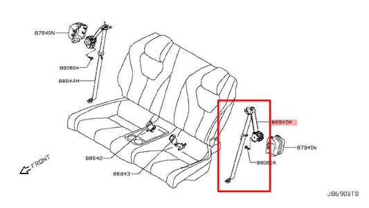 17-22 Infiniti Q60 Luxe Rear LH Side 2nd Row Seat Belt Retractor 88845-5CA0A OEM - Alshned Auto Parts