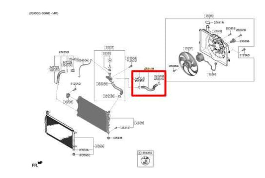 20-24 Kia Soul LX 2.0L FWD Radiator Upper Coolant Hose Tube Pipe 25414-K0200 OEM - Alshned Auto Parts
