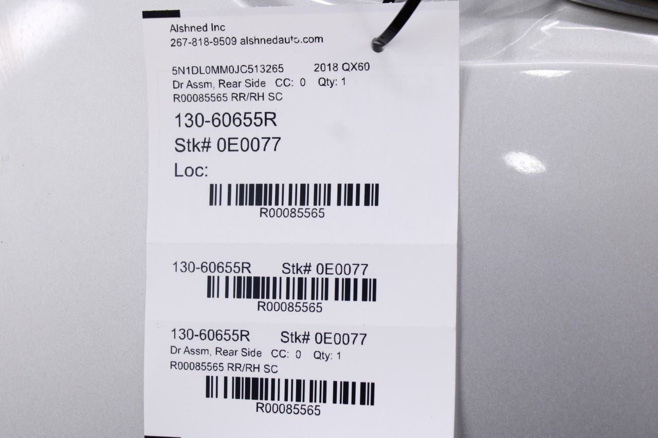 2016-2020 Infiniti QX60 Rear Right Side Door Shell Panel w/ Glass 82100-3JC1A - Alshned Auto Parts