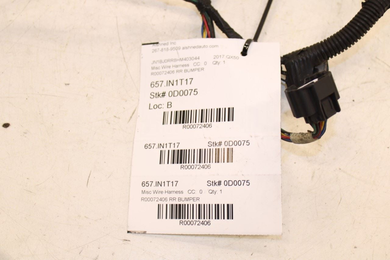 2015-2017 Infiniti QX50 Rear Bumper Wire Harness w/ Park Sensors 24093-5UB0B OEM - Alshned Auto Parts