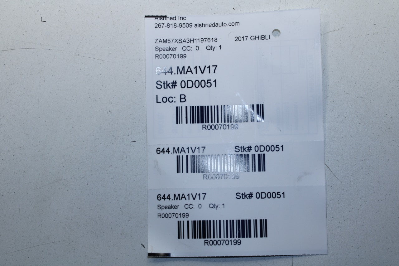 14-20 Maserati Ghibli Rear Left and Right Door Mid-Woofer Loudspeaker 675000292 - Alshned Auto Parts