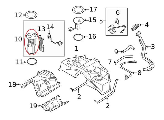 2016-2017 Infiniti QX50 3.7L AWD Fuel Pump Assembly 17040-5UM0A OEM - Alshned Auto Parts