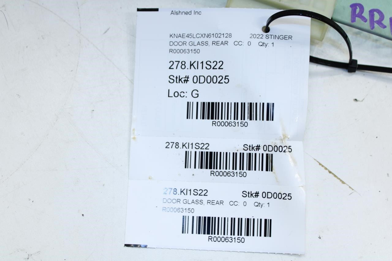 2018-2023 Kia Stinger GT1 Rear Left Driver Side Door Window Glass 83410-J5010-DS - Alshned Auto Parts