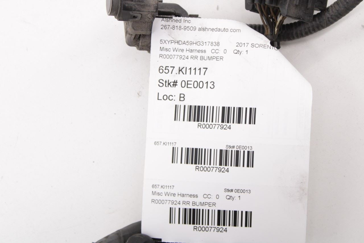 2016-18 KIA Sorento EX Rear Bumper Wire Harness w/ Park Sensors 91880-C6020 OEM - Alshned Auto Parts
