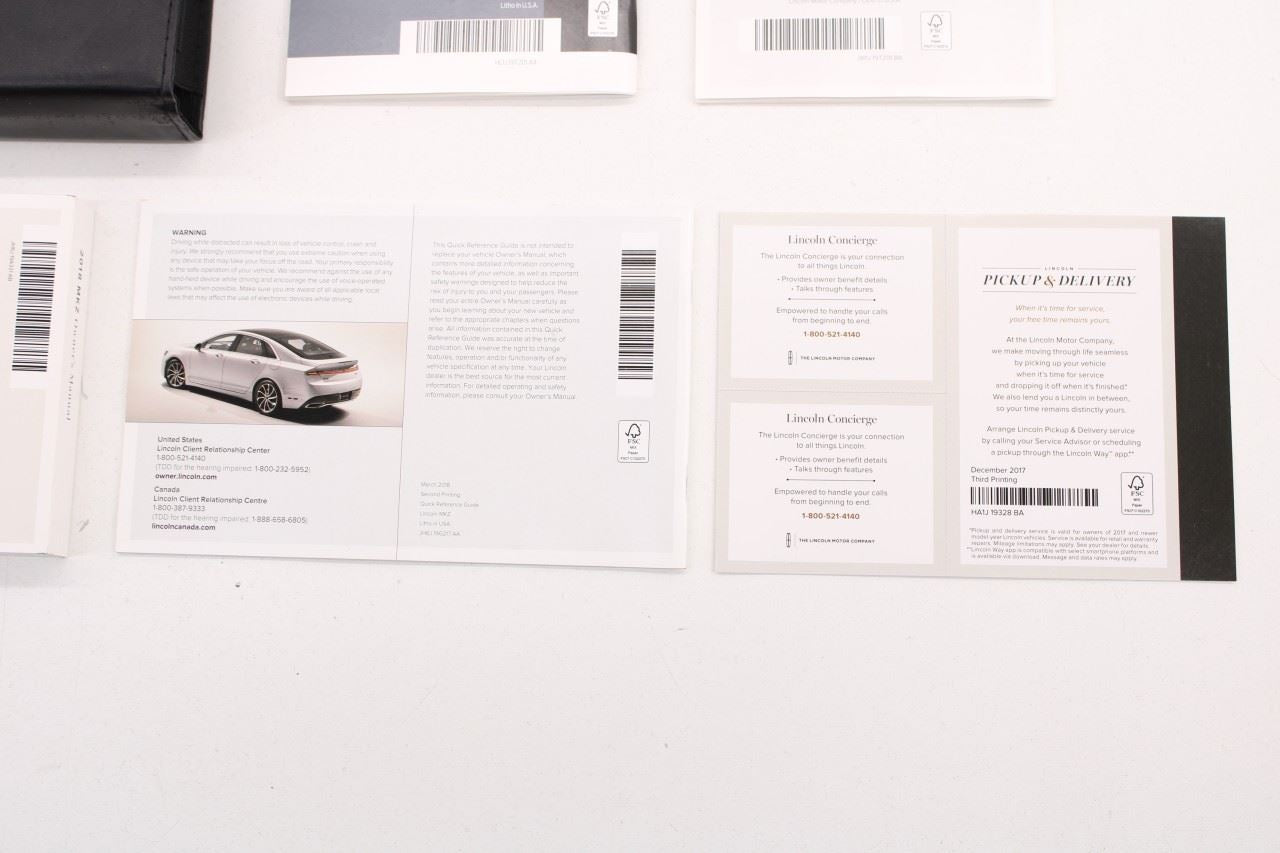 2018 Lincoln MKZ Reserve Owners Manual Set with Case JW1J-19T201-BA OEM - Alshned Auto Parts