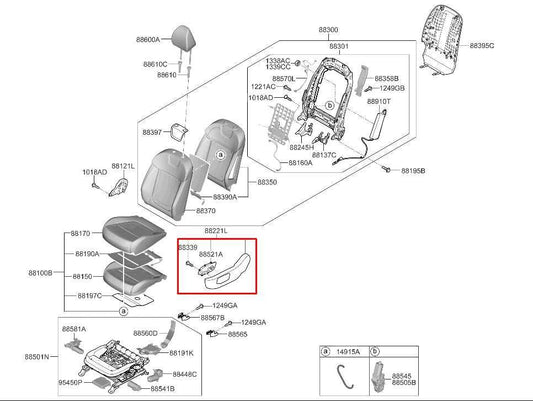 2022-25 Hyundai Tucson SEL Front Left Side Power Seat Adjustment Switch w/ Trim - Alshned Auto Parts