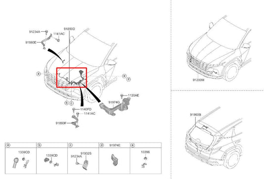 2022-23 Hyundai Tucson SEL 2.5L Battery Positive Terminal w/ Cable Wire Harness - Alshned Auto Parts