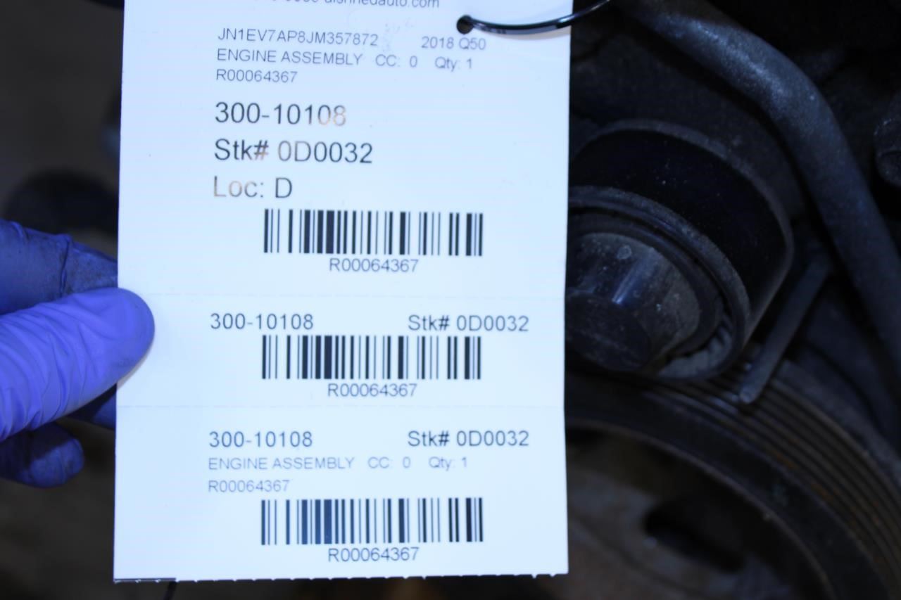 17-23 Infiniti Q50 Luxe RWD 3L Engine Motor VIN E 4th digit VR30DDTT 300HP 111K - Alshned Auto Parts