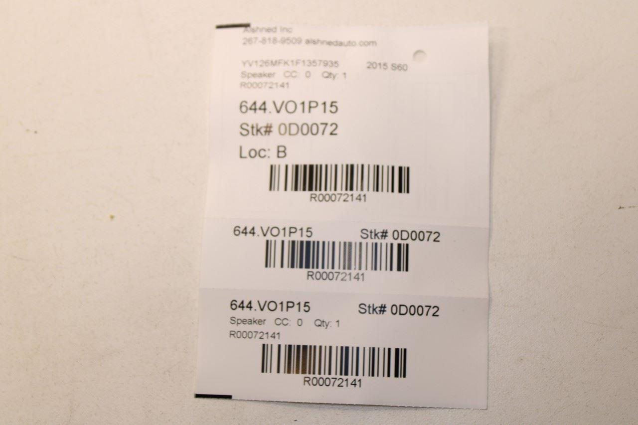 2015-2018 Volvo S60 T5 Premier Rear Left and Right Door Audio Speakers 30657445 - Alshned Auto Parts