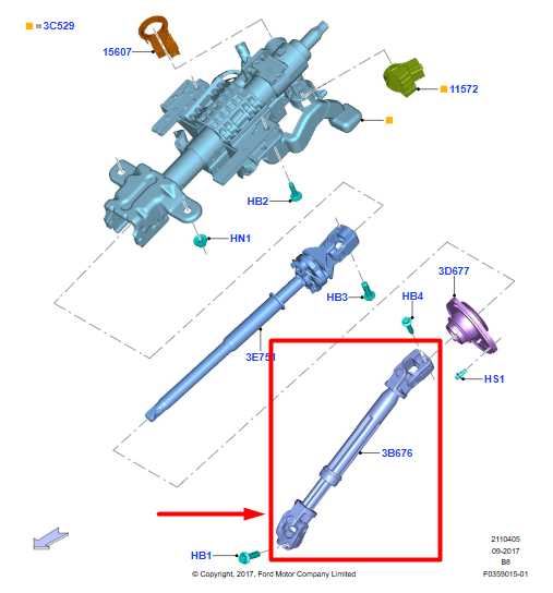 2018-2021 Ford Expedition Steering Column Intermediate Lower Shaft HL3V-3C662-AC - Alshned Auto Parts
