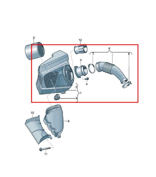12-18 Audi A7 Premium 3.0L Air Intake Cleaner Housing w/ Duct Hose 4G0-133-836-R - Alshned Auto Parts