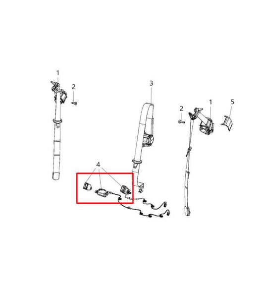 19-23 Jeep Cherokee Latitude Rear RH LH and Center 2nd Row Seat Belt Buckle Set - Alshned Auto Parts