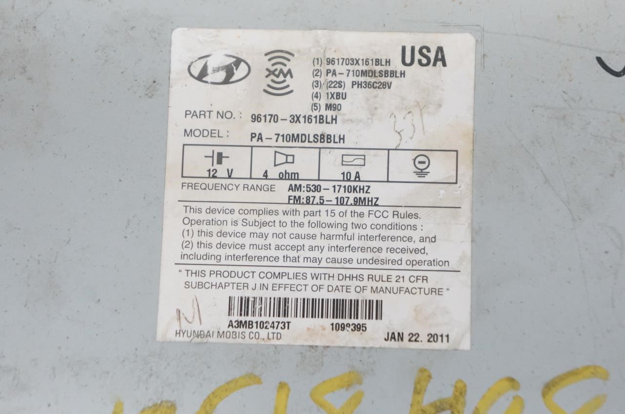 11-13 Hyundai Elantra Bluetooth Audio Radio CD Player w Receiver 96170-3X161-BLH - Alshned Auto Parts