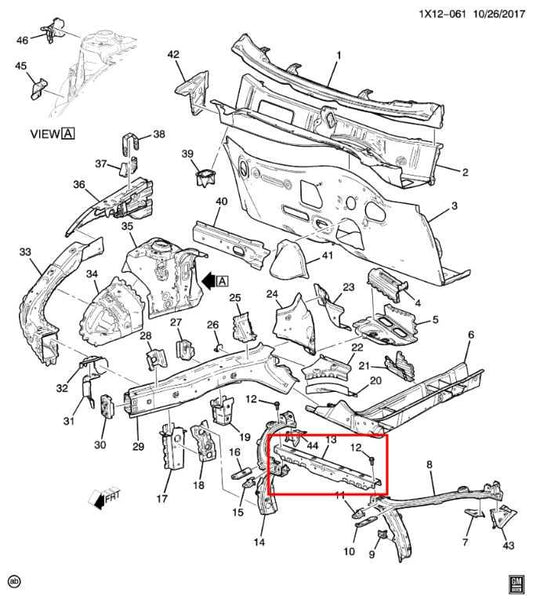 2018-24 Chevrolet Equinox LT 1.5L FWD Radiator Core Support Upper Center Tie Bar - Alshned Auto Parts
