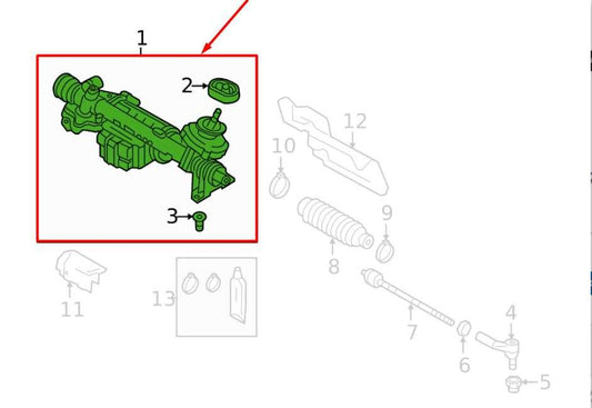 08-18 Volkswagen Jetta Sport Power Steering Gear Rack and Pinion 1K1423055M OEM - Alshned Auto Parts