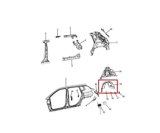 17-18 Jeep Compass Latitude Rear Left Wheelhouse Liner Splash Shield 55112701AA - Alshned Auto Parts
