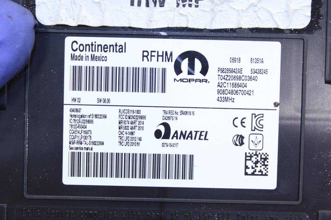 2017-2019 Jeep Compass Keyless Entry Hub Receiver Control Module 68286842AE OEM - Alshned Auto Parts