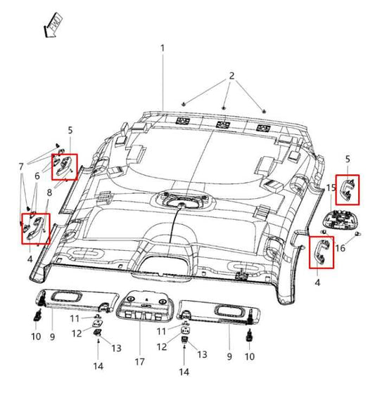 2014-18 Jeep Cherokee 75th Anniversary Roof Headliner Grab Grip Handle Set of 4 - Alshned Auto Parts
