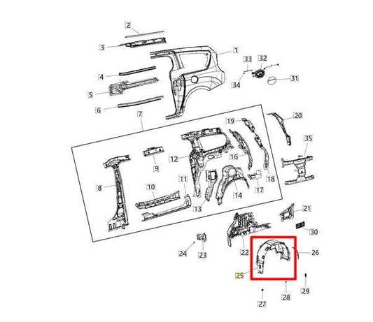 2017-2020 Chrysler Pacifica Rear Left Quarter Inner Splash Shield 68228451AD OEM - Alshned Auto Parts