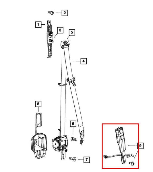 2014-2018 Jeep Grand Cherokee Limited Front Left Seat Belt Buckle 1VL12DX9AB OEM - Alshned Auto Parts