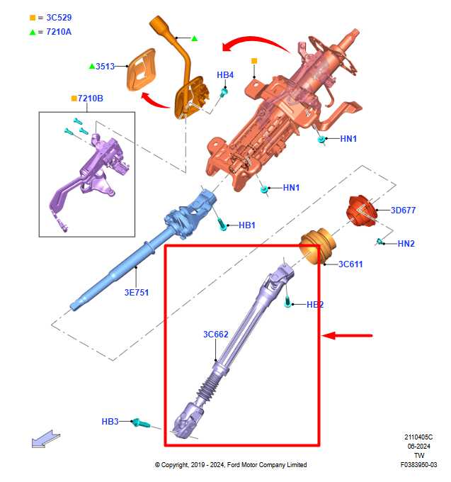 2020-25 Ford Explorer AWD Steering Column Lower Intermediate Shaft L1MC-3C662-AE - Alshned Auto Parts