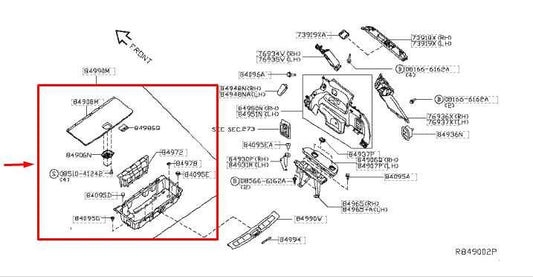 15-20 Nissan Pathfinder SV Rear Trunk Floor Storage Compartment Box 84975-9PJ2A - Alshned Auto Parts