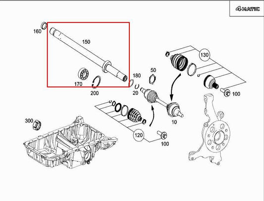 2010-2016 Mercedes-Benz E350 Sport 4MATIC FR Intermediate Axle Shaft 2213300701 - Alshned Auto Parts