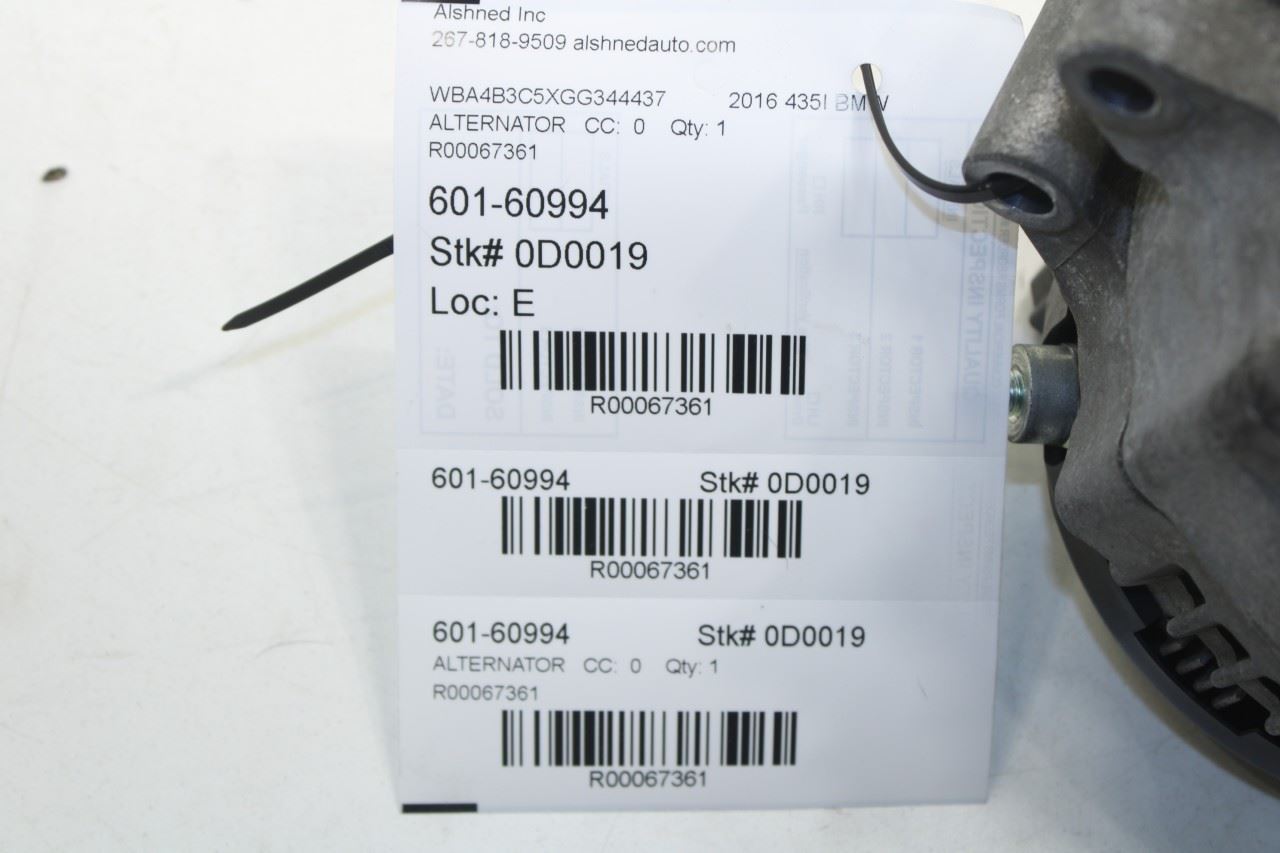 2014-2016 BMW 435I Gran Coupe xDrive 3.0L Alternator Generator 12317616119 OEM - Alshned Auto Parts