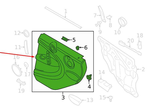 2012-16 Mini Countryman Cooper S Rear Left Side Door Trim Panel 51419808147 OEM - Alshned Auto Parts