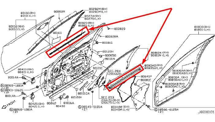 2014-23 Infiniti Q50 RWD FR RH Door Belt Inner Outer Molding Weatherstrip *ReaD* - Alshned Auto Parts