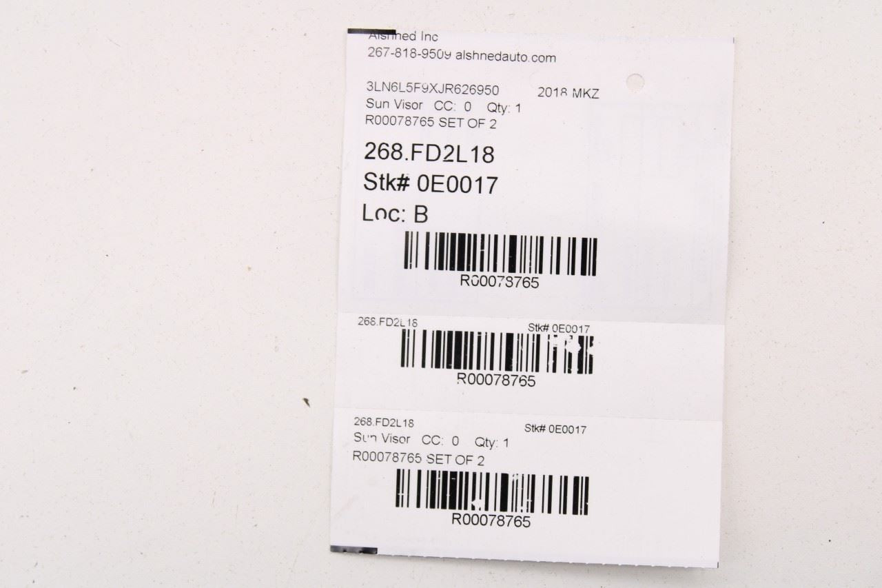 2017-20 Lincoln MKZ Reserve Front RH LH Side Sun Visor Set w/ Illuminated Mirror - Alshned Auto Parts