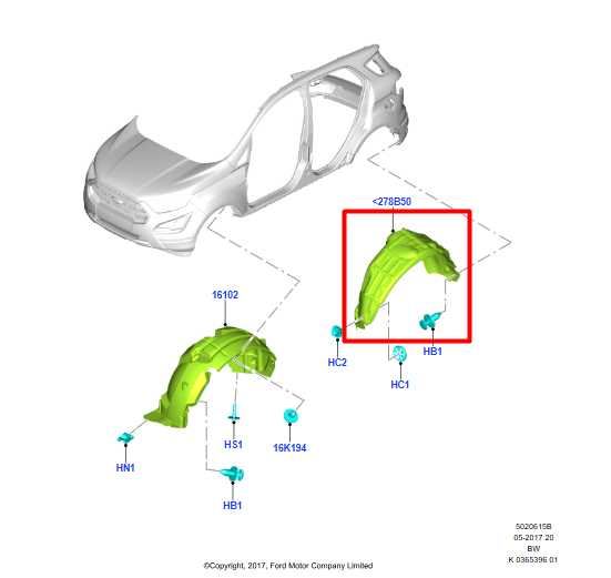 18-22 Ford EcoSport RR RH Quarter Wheelhouse Liner Splash Shield GN15-278B50-DD - Alshned Auto Parts