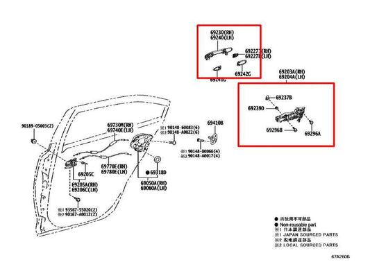 2020-2024 Toyota Corolla LE 2.0L FWD Rear Driver Left Side Door Exterior Handle - Alshned Auto Parts