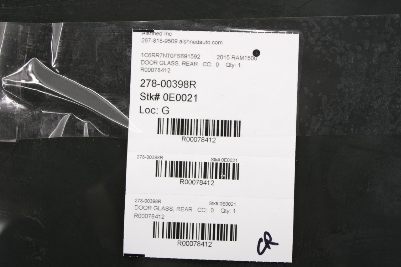 11-2018 RAM 1500 Laramie Crew Cab Rear Right Door Window Glass 55112402AA *ReaD* - Alshned Auto Parts