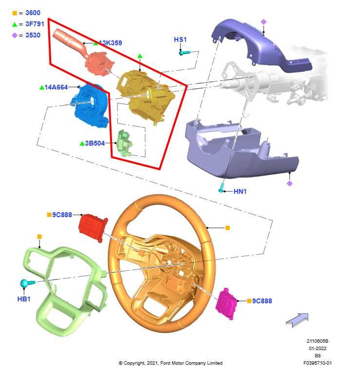 22-24 Ford Expedition MAX XLT 4WD Steering Column Light Turn Signal Wiper Switch - Alshned Auto Parts