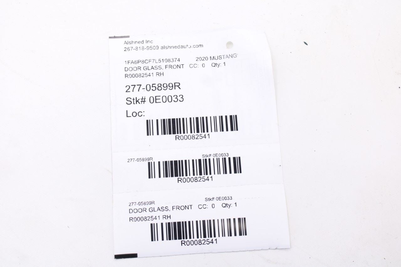 2015-2026 Ford Mustang GT Front Right Door Window Movable Glass JR3B-6321410-AA9
