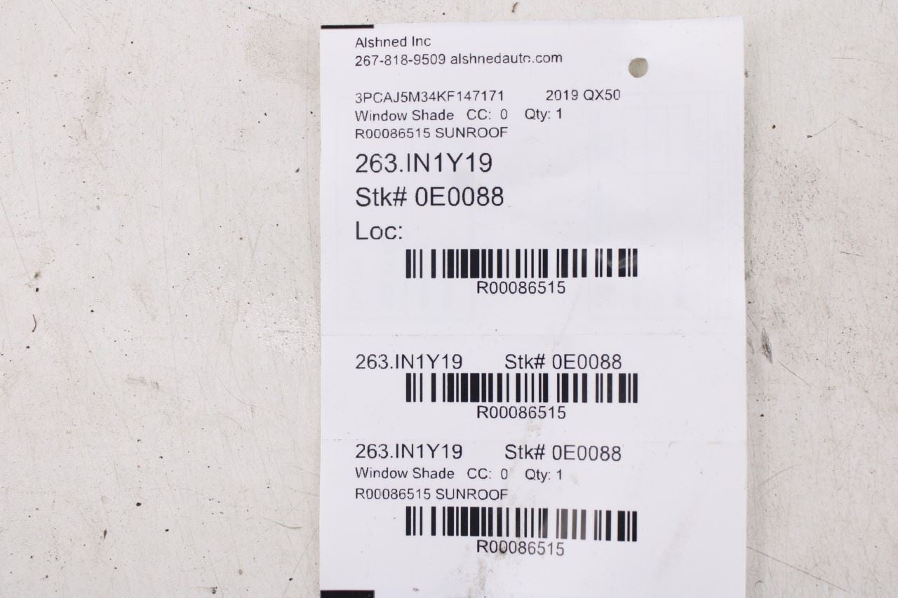 2019-25 Infiniti QX50 ESSENTIAL 2.0L AWD Sunroof Roller Shade Blade 91250-5NA0A17