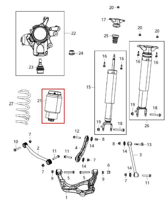 2016-2021 Jeep Grand Cherokee Overland Rear Right Side Air Suspension Spring - Alshned Auto Parts