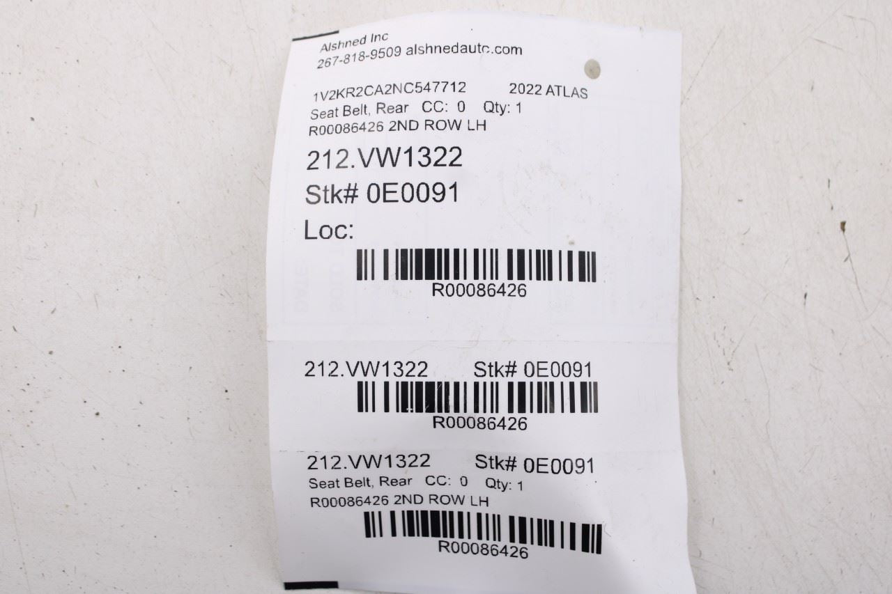 2018-25 Volkswagen Atlas SE 3.6L AWD Rear Left Side 2nd Row Seat Belt Retractor - Alshned Auto Parts