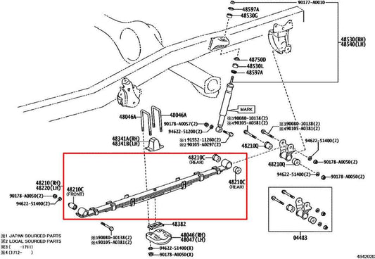15-23 Toyota Tacoma SR5 Double Cab Rear Suspension Driver Left Side Leaf Spring - Alshned Auto Parts