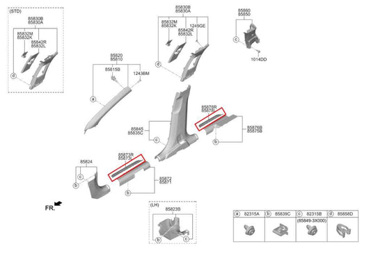 19-23 Hyundai Santa Fe SEL Front and RR Right and Left Door Sill Scuff Plate Set - Alshned Auto Parts