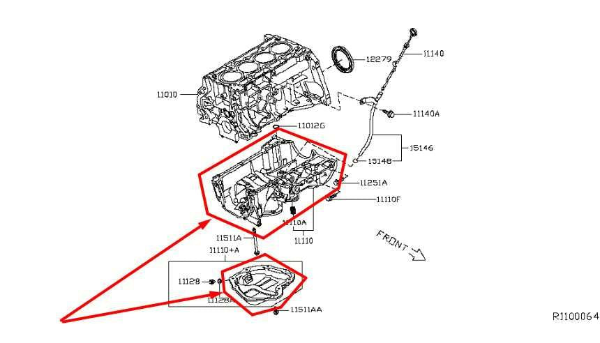 2017-19 Nissan Sentra SV 1.8L FWD Engine Upper and Lower Oil Pan 11110-3RC1A OEM1