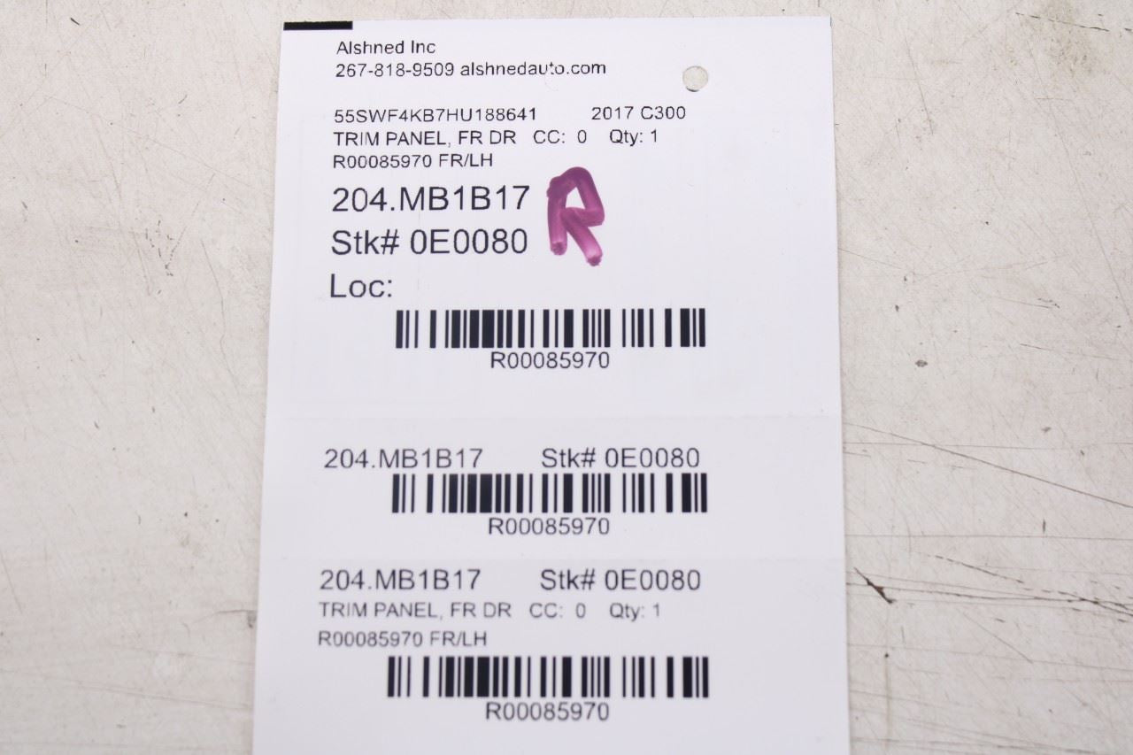 17-21 Mercedes-Benz C300 4Matic Front Left Door Trim Panel 20572047279H15 *ReaD* - Alshned Auto Parts