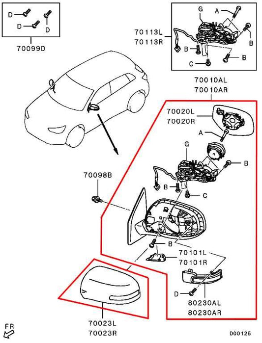 2020-25 Mitsubishi Outlander Sport SE 2.0L 4WD Driver Left Side Rear View Mirror - Alshned Auto Parts